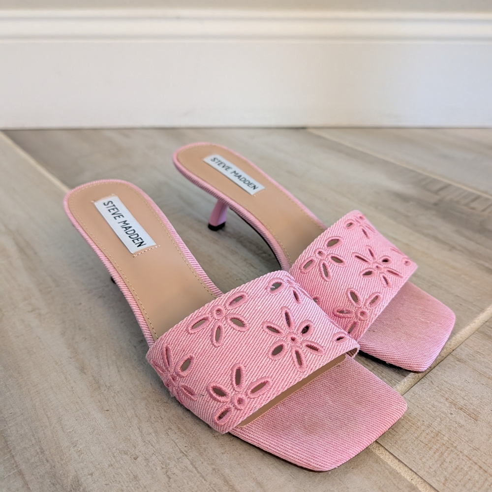 Steve Madden Pink Floral Heeled Sandals 7.5